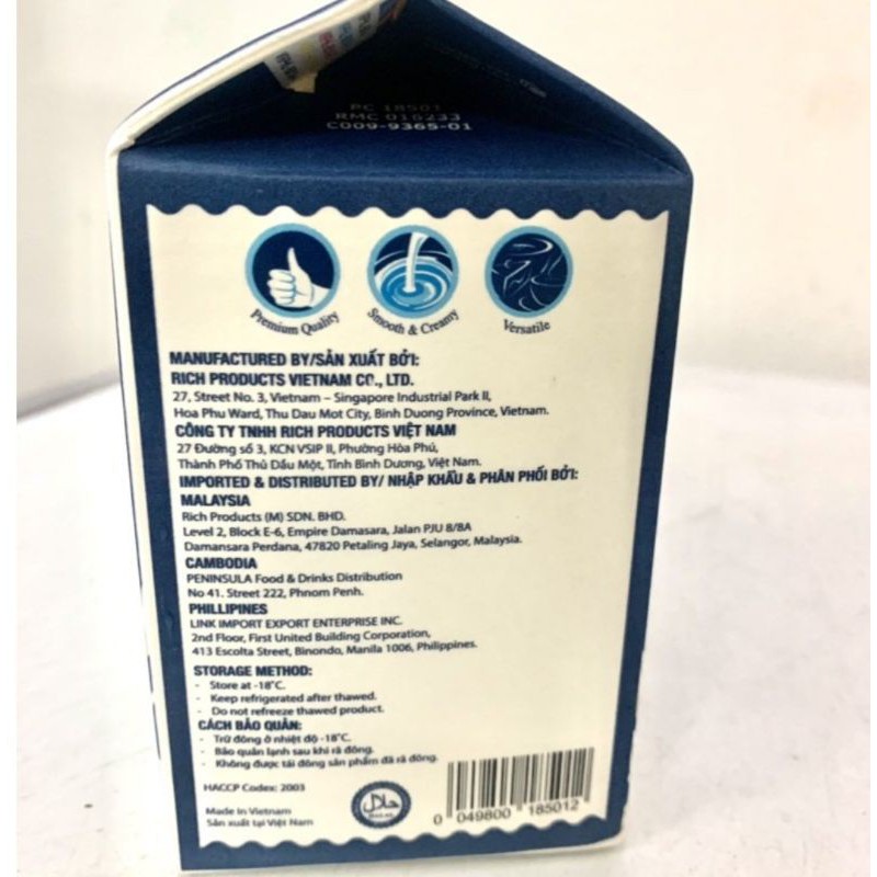 Kem béo thực vật Rich's lùn hộp 454g