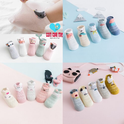 Set 5 đôi tất Tiny Alpaca Mixed Animal Style cho bé 0-12 tháng