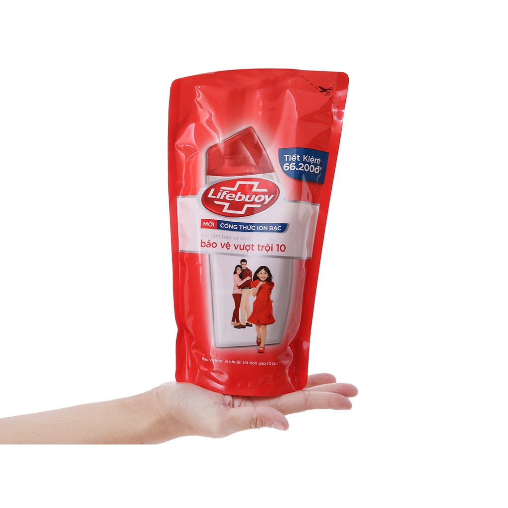 Sữa tắm Lifebuoy bảo vệ khỏi vi khuẩn vượt trội 10 lần bịch 833ml