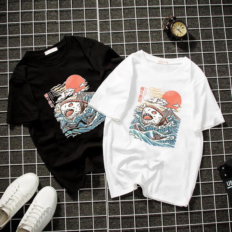 Áo thun nam nữ họa tiết hình ảnh Nhật Bản form rộng vải dày mịn 2020T2815