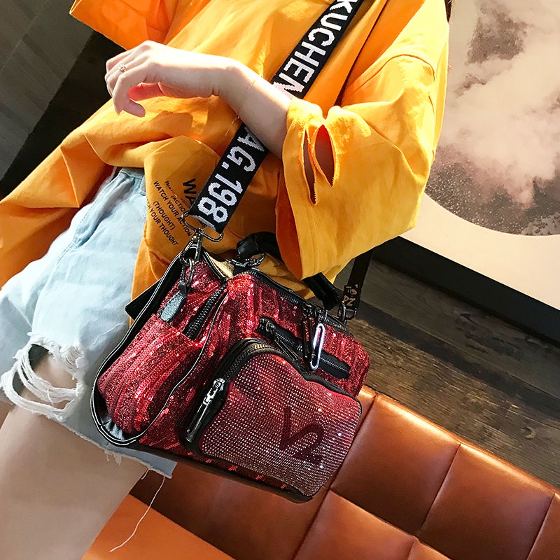 Túi Đeo Chéo Da Thật Dáng Vuông Đính Đá Nhỏ Nhắn Thời Trang Sang Trọng Cho Nữ