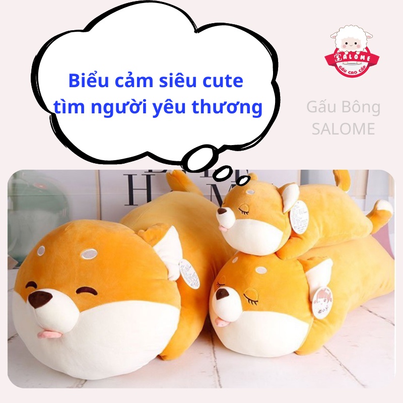 Gấu Bông Chó Shiba Lè Lưỡi Cute SALOME, Cao Cấp Có Khóa Kéo