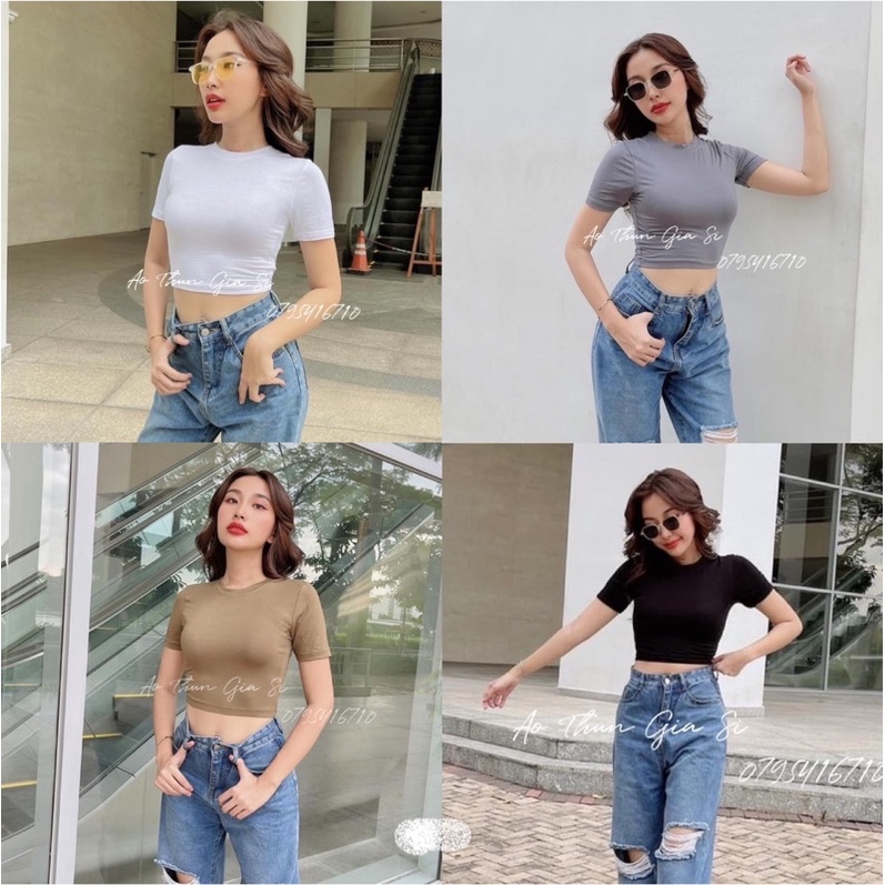 Áo croptop tay ngắn nữ