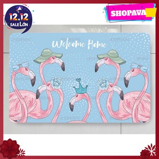 Thảm lau chân 3D 40x60cm,mẫu chim hạc hồng
