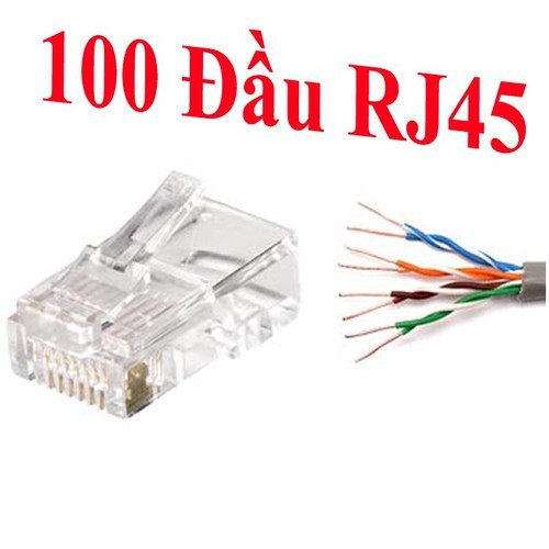 COMBO 100 Hạt mạng, đầu bấm mạng RJ45  - Vỏ nhựa