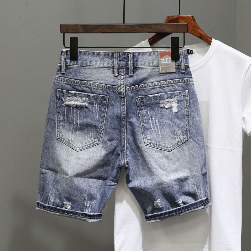Quần jeans lửng rách gối thời trang dành cho nam