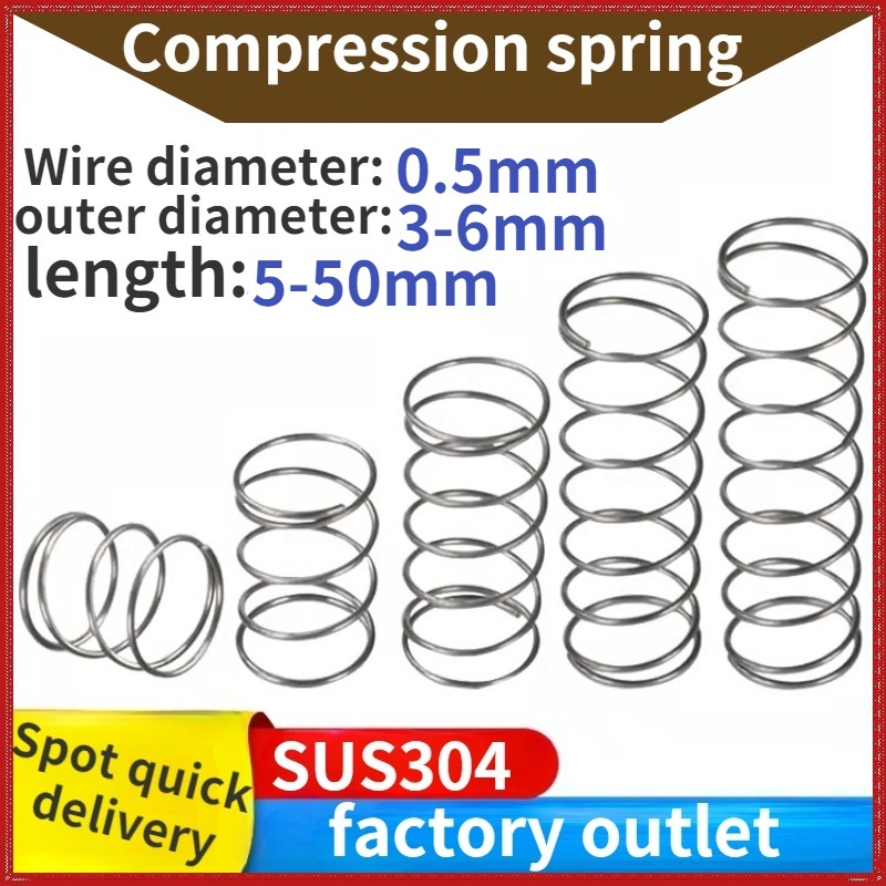 Lò Xo Nén SUS304 Đường Kính 0.5mm Chiều Dài 3-6mm Dài 5-50mm