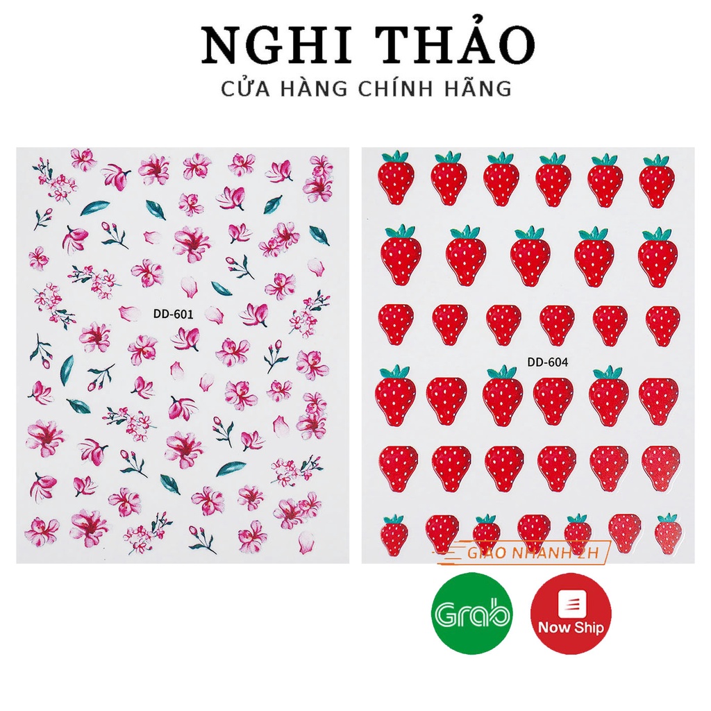 Sticker nail hoa quả trang trí móng