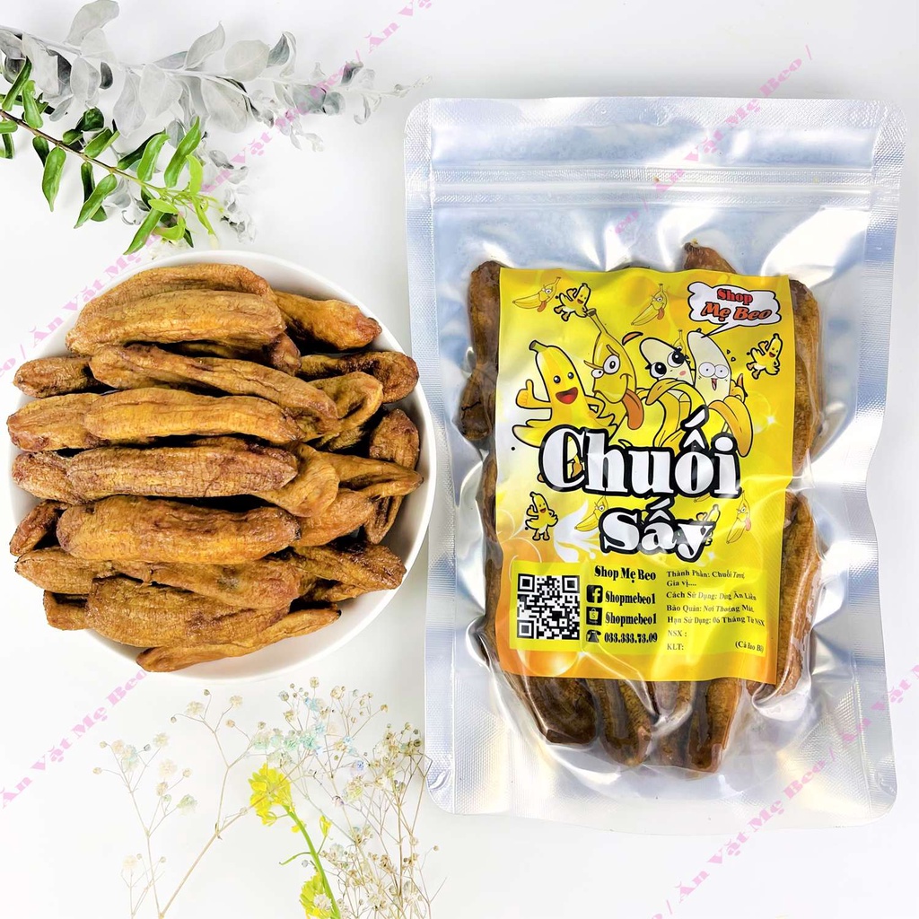 Chuối sấy dẻo không đường Đà Lạt Túi 500Gram