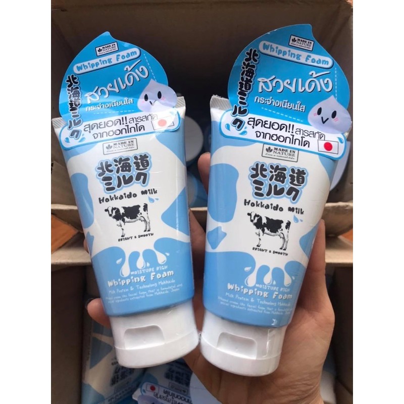(date 8/9/2023) Sữa Rửa Mặt Chiết Xuất Sữa Bò Non HOKKAIDO MILK WHIPPING FOAM Thái Lan 100g