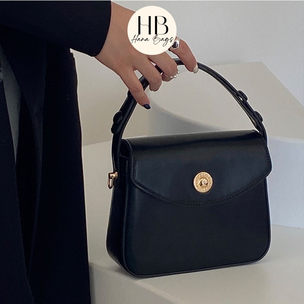 Túi xách nữ đẹp đeo chéo đeo vai kẹp nách cao cấp giá rẻ phong cách Hàn Quốc cúc tròn vintage TX0044 Hana Bags
