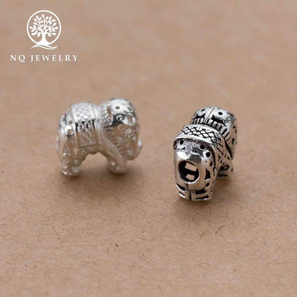 Charm bạc con voi xỏ ngang - NQ Jewelry