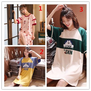 Bộ Đồ Ngủ Tay Ngắn Dáng Rộng Vải Cotton Cỡ Lớn Thiết Kế Dễ Thương