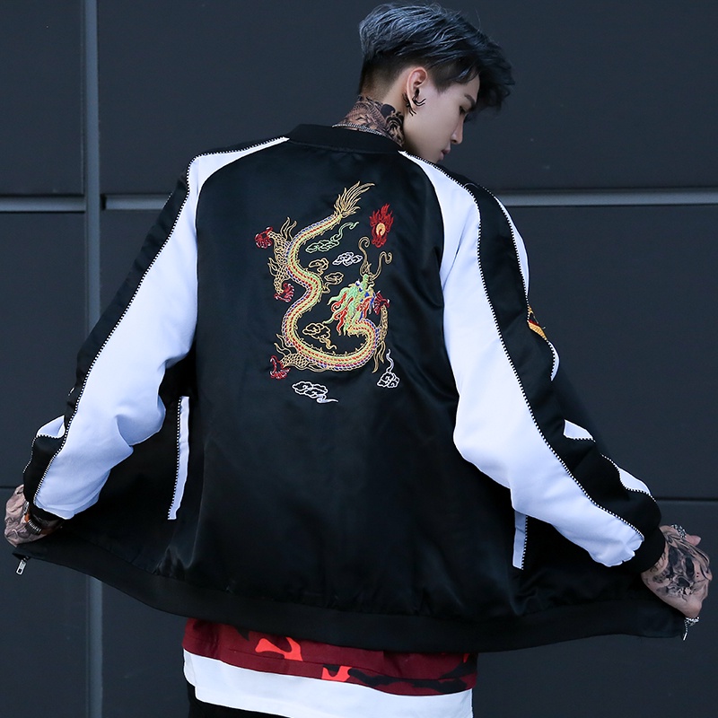 Áo khoác Bomber thêu hình rồng cực chất cho nam