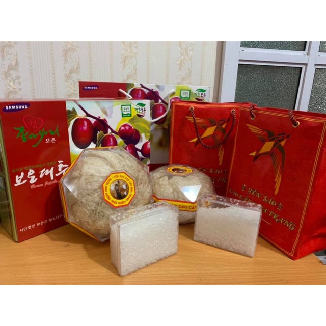 Yến Sào tinh chế Khánh Hoà tặng kèm táo đỏ và đường phèn( hộp 100g 10 tai )
