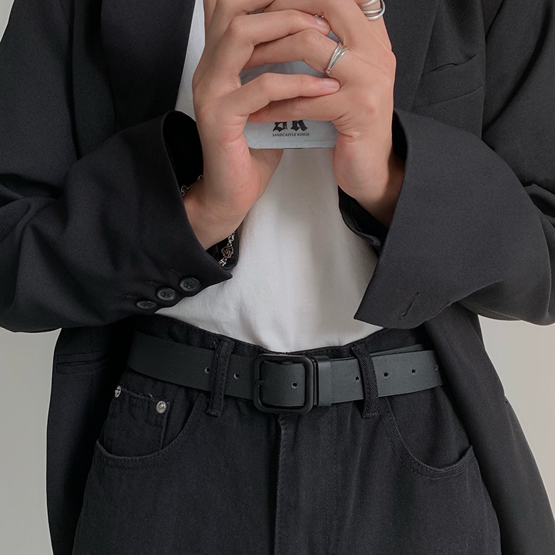 Thắt Lưng Màu Đen Kiểu hip-hop Hàn Quốc Cá Tính Cho Nam