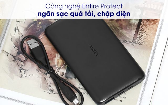 Pin sạc dự phòng Polymer 10.000mAh Type C Aukey PB-XN10 Đen