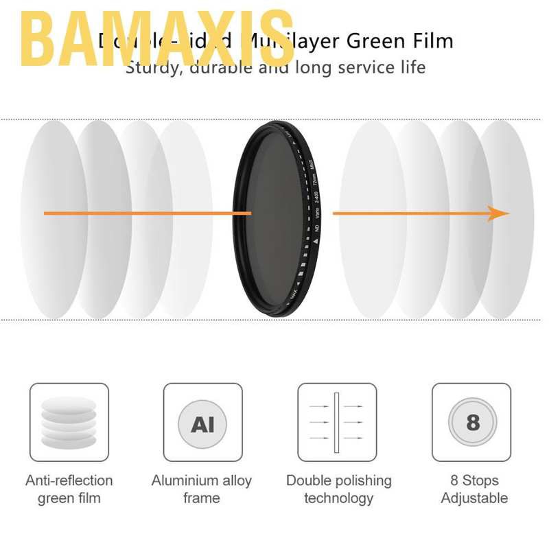 Bamaxis 37 mm ND lens filter  aluminum alloy ND2‑400 adjustable optical glass for Canon/for Nikon/for Sony/for Pentax/for Olympus/for Fuji