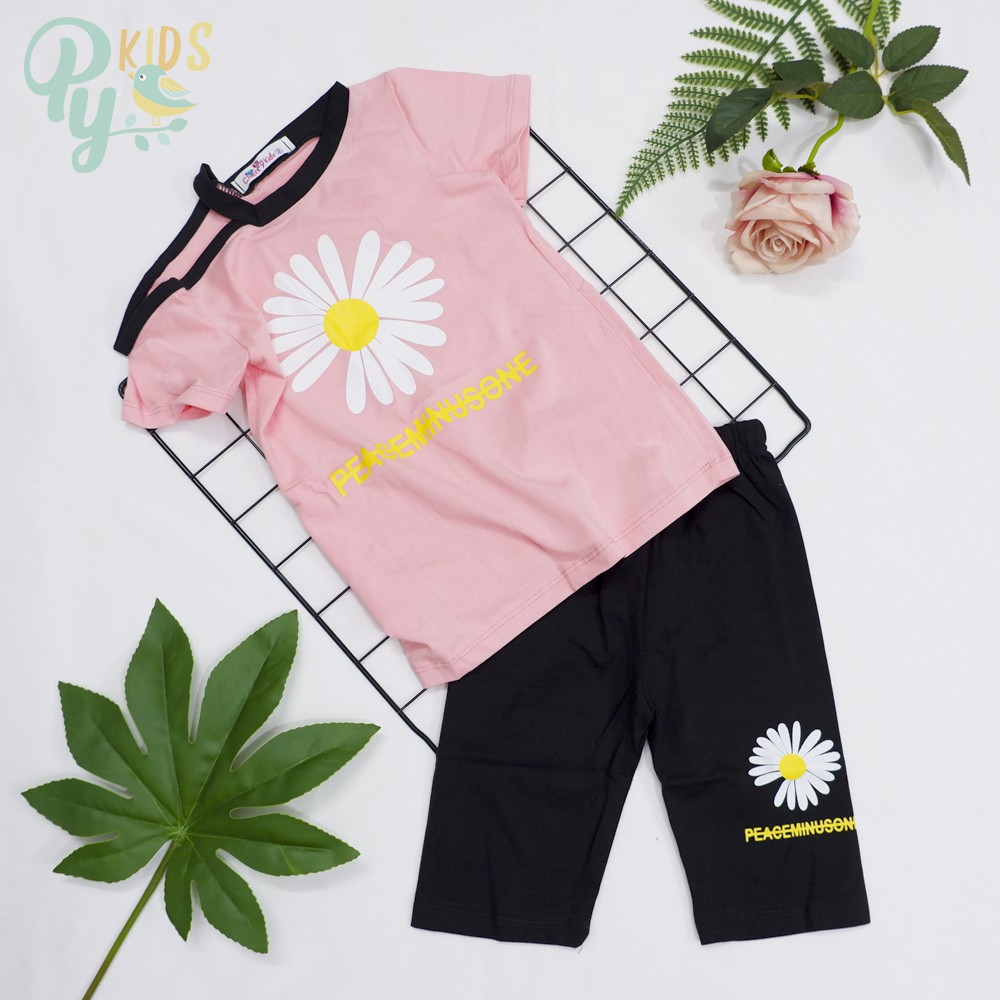 Bộ lửng gấu dây rút / Chan.nel / hoa cúc hở vai, cotton cho bé gái từ 8-38kg
