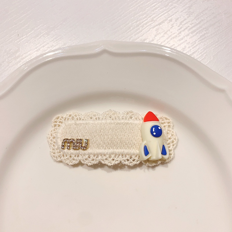 Kẹp Tóc Nhựa Hình Phi Hành Gia / Tên Lửa / Phi Hành Gia Hoạt Hình Đơn Giản Cho Nữ