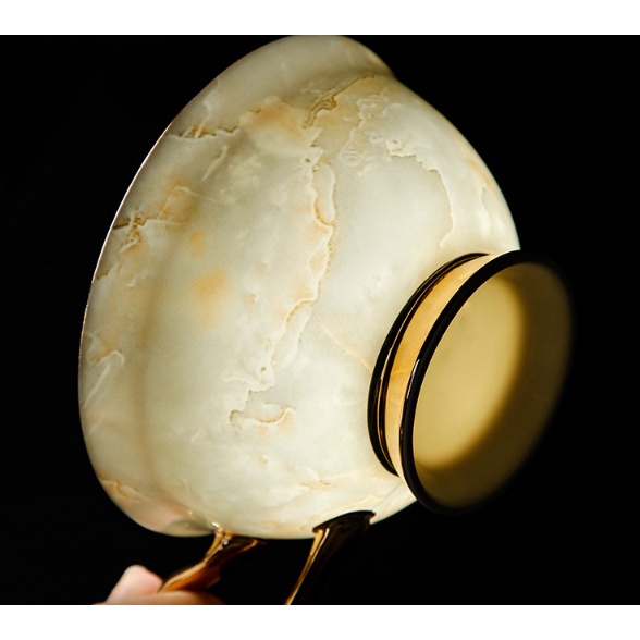 Ấm Chén Giữ Nhiệt Sứ Xương Cao Cấp Kèm Hộp. Bình Pha Bếp Đun Giữ Nhiệt Màu Vân Đá Cao Cấp. Ấm Pha Trà Có Bếp Đun