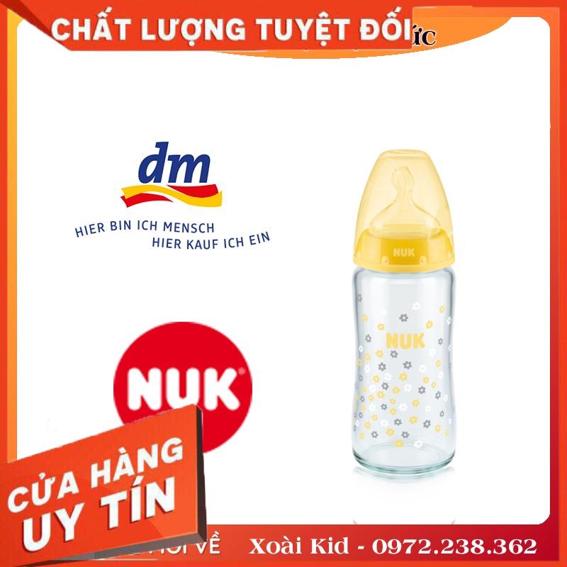 BÌNH SỮA  CỔ RỘNG NUK THỦY TINH ĐỨC -Nội địa Đức Đủ Bill