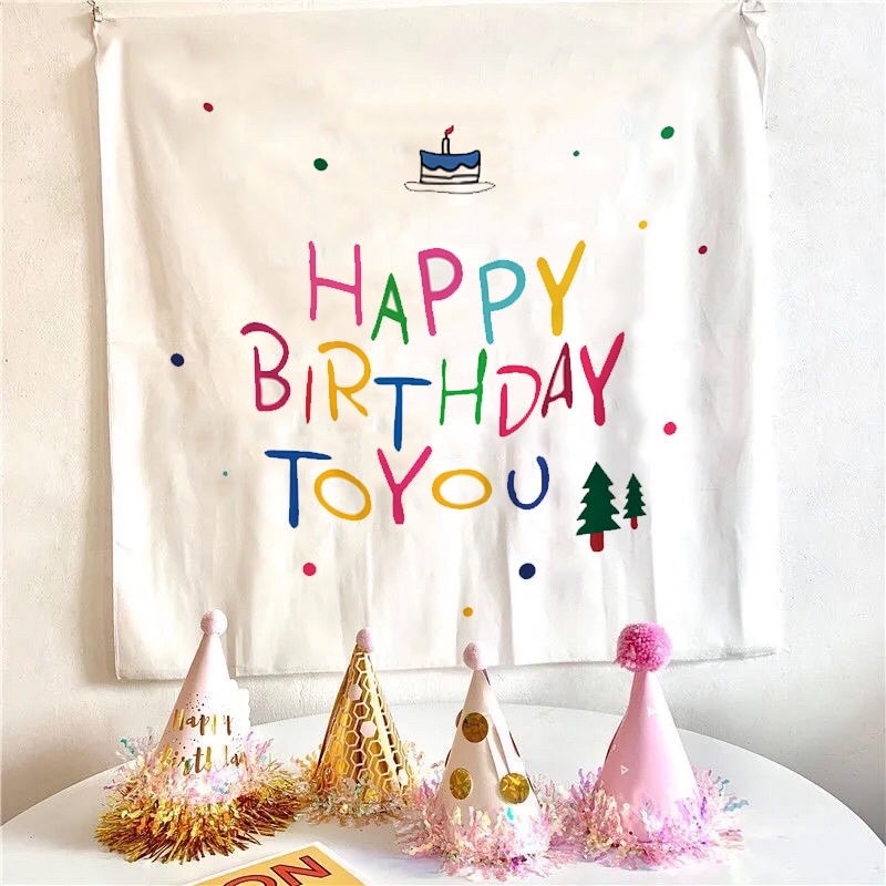 Phông nền background Happy Birthday Trang trí sinh nhật phong cách Hàn Quốc
