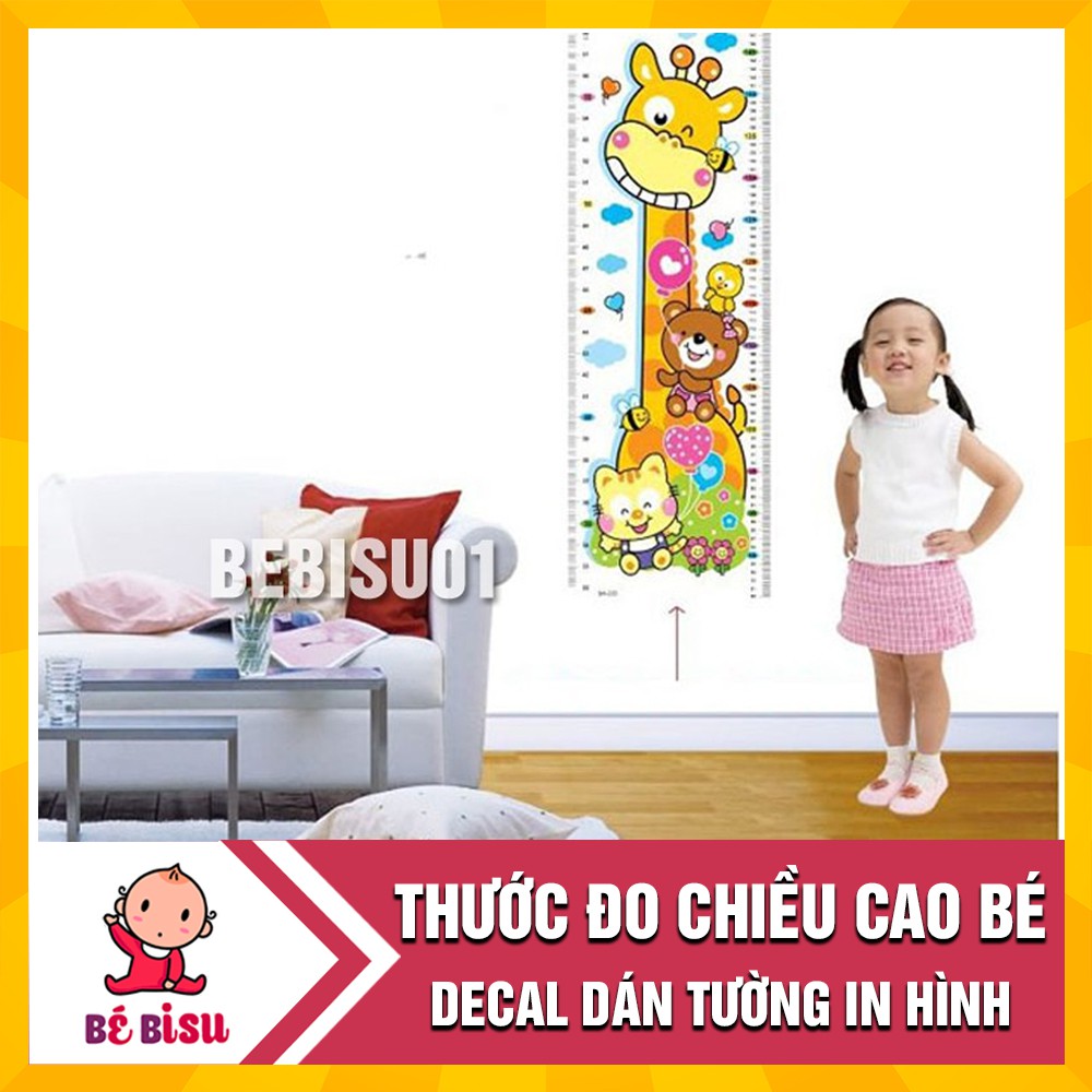 Thước decal đo chiều cao dán tường cho bé