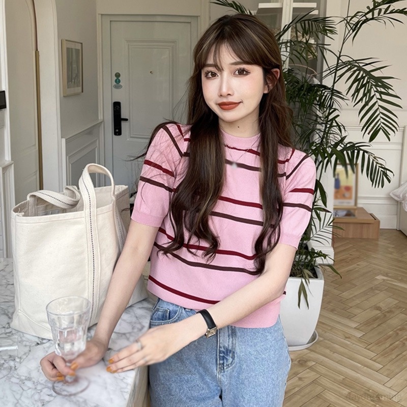 Áo Thun Ngắn Tay Thời Trang Mùa Hè Hàn Quốc Cho Nữ