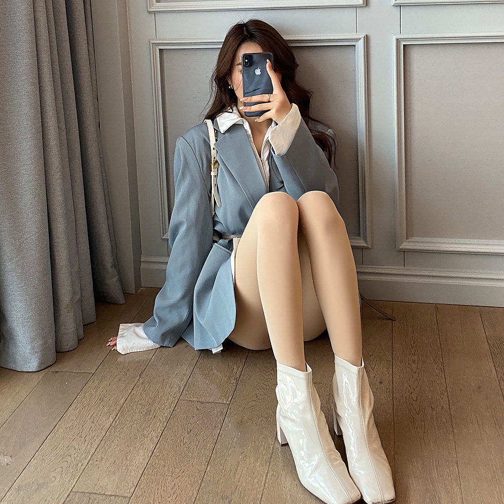 DUNEA Quần Tất Vải Lụa Phối Ren Mỏng Chống Chảy Xệ In Chữ Cá Tính Cho Nữ