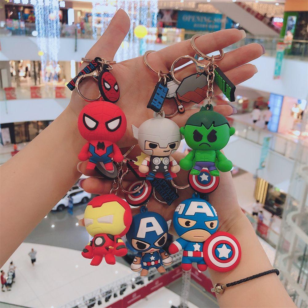Móc Khóa Hình Người Nhện / Captain America Hoạt Hình Dán Balo Thời Trang