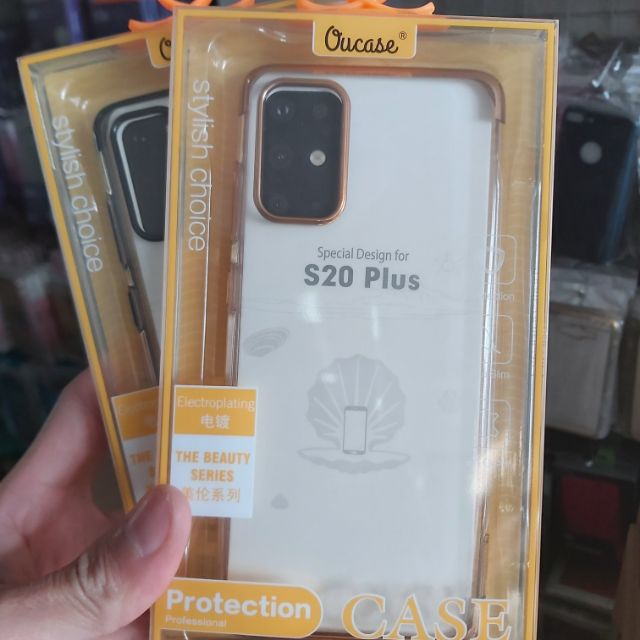 SAMSUNG S20 PLUS ỐP TRONG SUỐT VIỀN XI MÀU CHỐNG SỐC CHÍNH HÃNG OU CASE