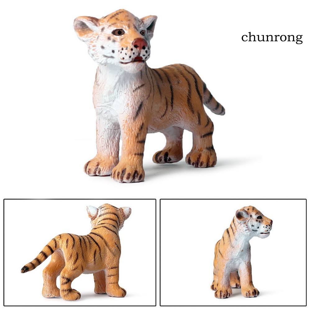 CR+1/4Pcs Kids Cute Simulated Solid Tiger Model Action Figure Toy Desktop Ornament