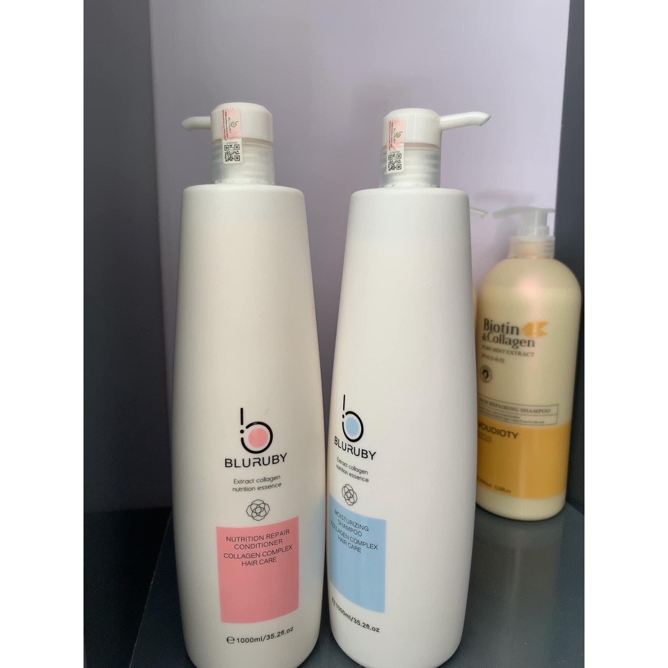 Cặp dầu gội xả huyết thanh dưỡng tóc BLURUBY 1000ml