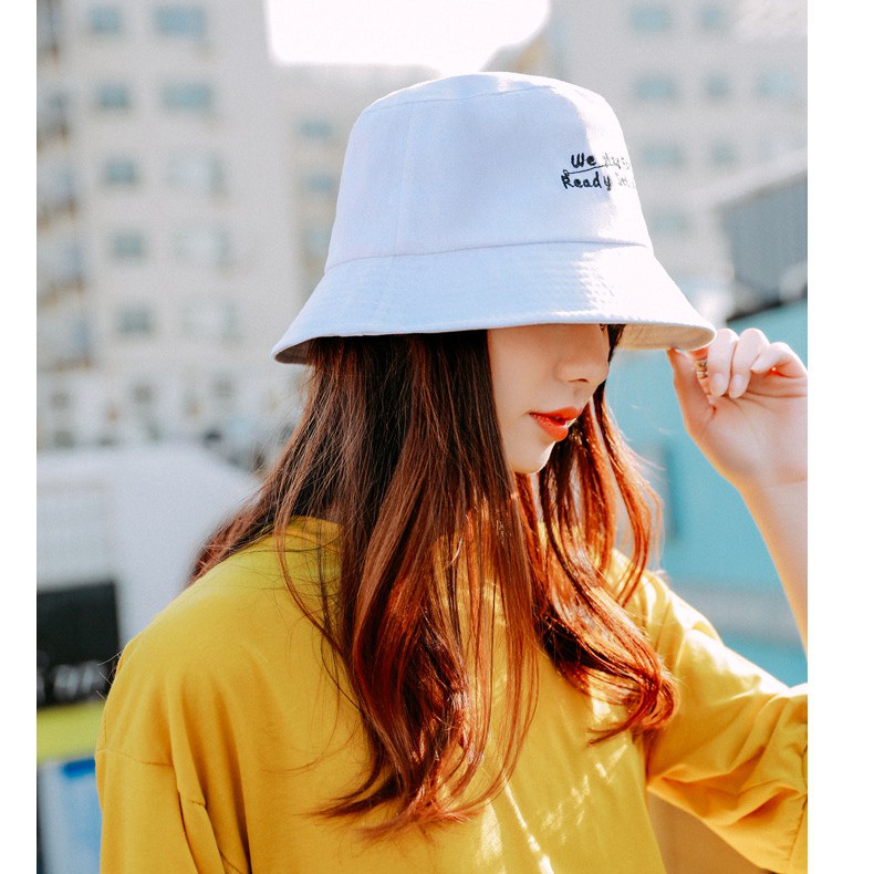 Mũ bucket hat thêu chữ We Play for Ready set play - Nón bucket rộng vành nam nữ