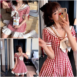 𝐃𝐀𝐑𝐂𝐘 💗EMIKO DRESS 🌹Váy thuỷ thủ sọc caro 🌹