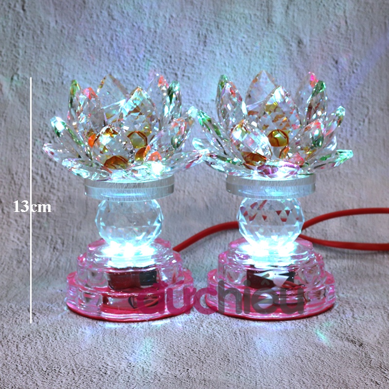 Đèn hoa sen đá pha lê nguyên khối thờ cúng phật đổi nhiều màu để bàn thờ trang trí tết  – Đức Hiếu Shop