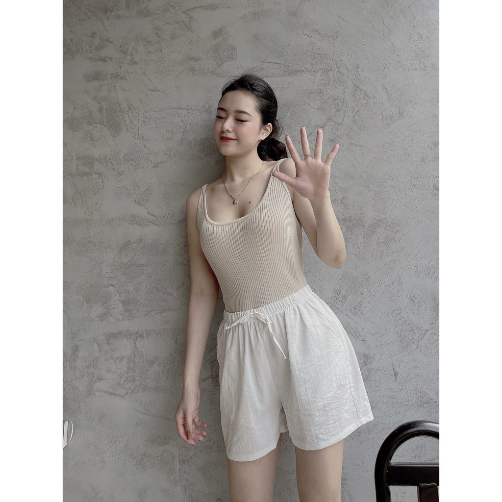 Quần short nữ ống rộng vải đũi cạp chun thoải mái LAVENUSA QA13 | BigBuy360 - bigbuy360.vn