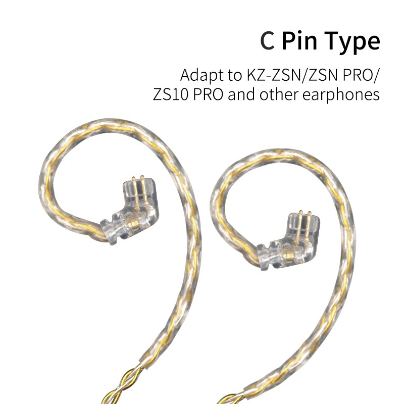 Dây cáp nâng cấp tai nghe KZ màu vàng cao cấp 2PIN 0.75mm/MMCX cho ZST ZSN ZS10 Pro AS16