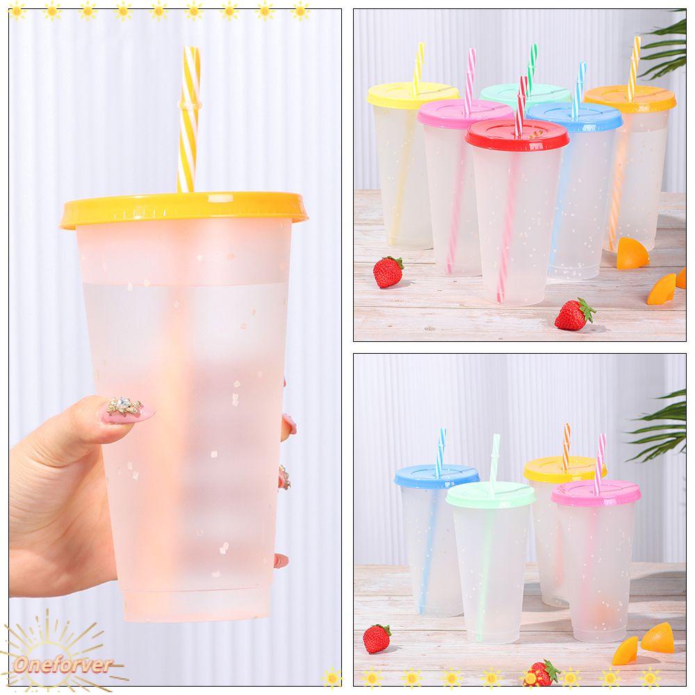 Cốc Uống Cà Phê Bằng PP Thay Đổi Màu Sắc Theo Nhiệt Độ Thời Trang Có Ống Hút