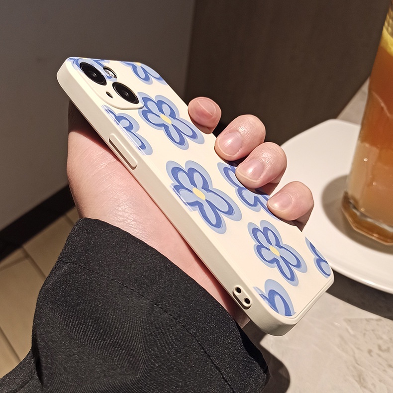Ốp lưng iphone hoa xanh min bản to bảo vệ camera cho iphone 14plus/x/r/xsmax/6/6s/7/8/se2020/13pro/11pro/12pro