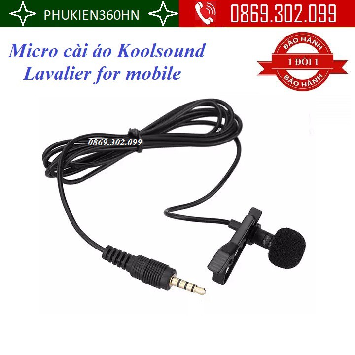 [Mã ELHACE giảm 4% đơn 300K] Micro cài áo cho điện thoại Koolsound Lavalier for mobile