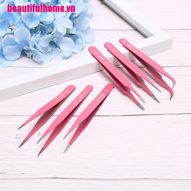 Nhíp Tỉa Lông Mày Chuyên Nghiệp Bằng Thép Không Gỉ Màu Hồng