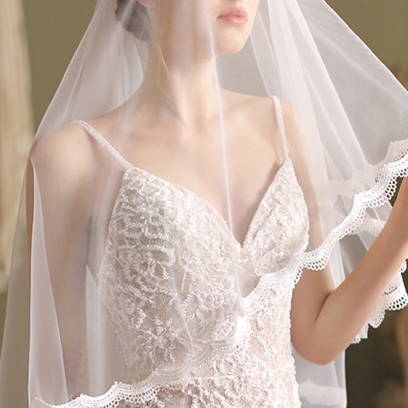 Mạng Che Mặt Cô Dâu 2 Lớp Vải Tuyn 90cm / 35 &quot;