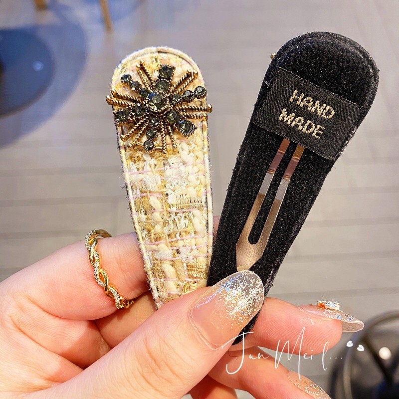 KLA02-Kẹp tóc kim loại đính đá pha lê sang chảnh