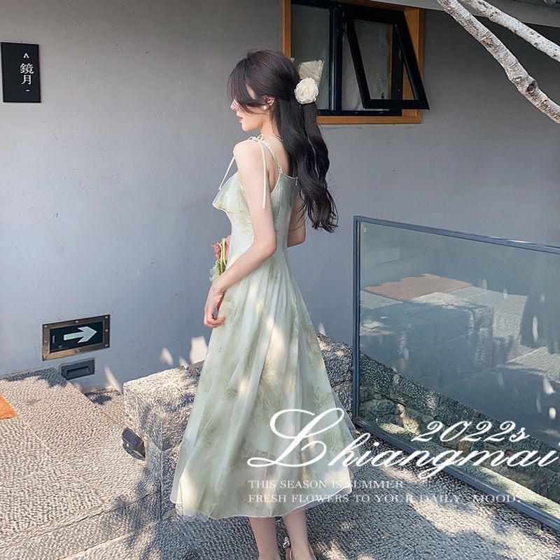 Đầm Voan Dài Không Tay Phối Bèo Mẫu Mới 2022 Thời Trang Mùa Hè Cho Nữ