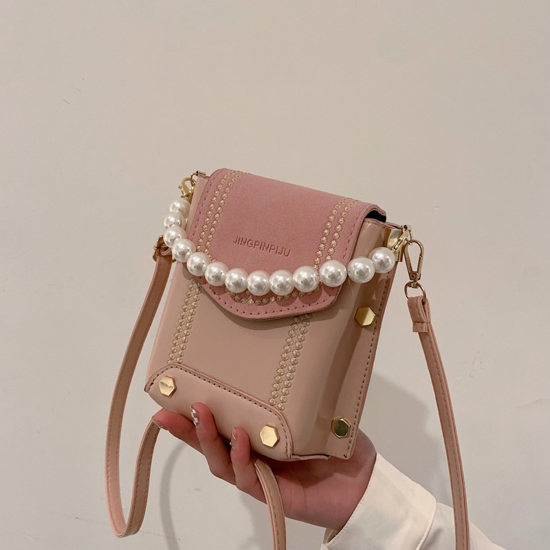 Túi đeo chéo JASMIN NOIR bằng da PU phối ngọc trai thời trang sang trọng cho nữ