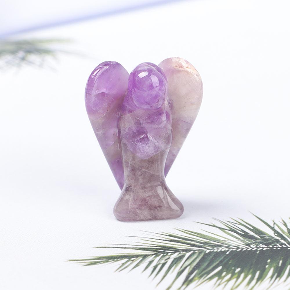 LETTER Carved Craft Natural|Guardian Angel|Reiki Chakra Miniature Figurines Gift Amethyst Opal Home Decor Lucky Charm Healing|Statue