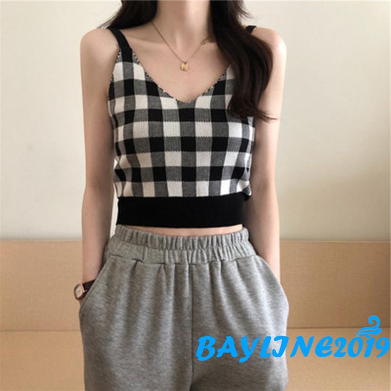 Áo lửng hai dây họa tiết ca rô quyến rũ dành cho nữ