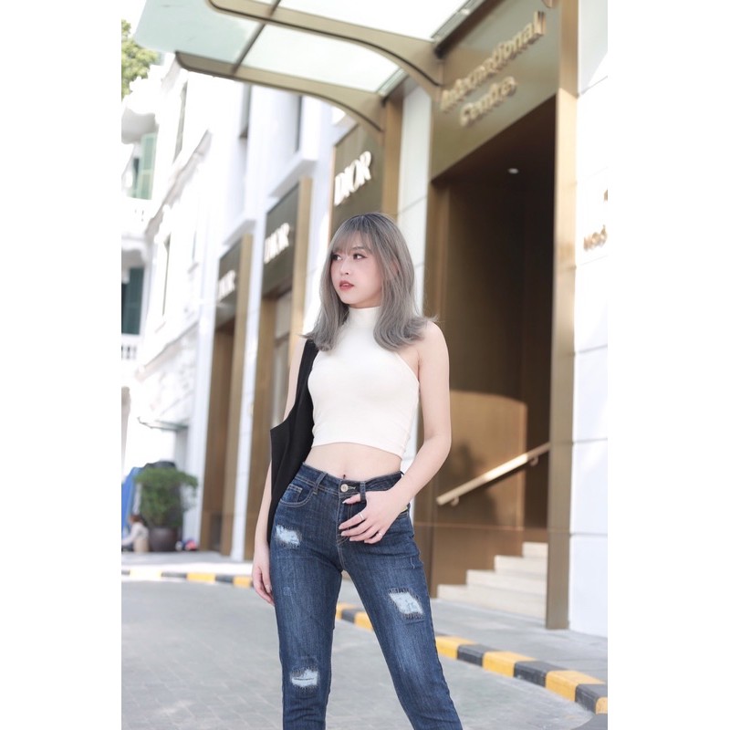 BÁN SỈ QUẦN JEAN BOY VNXK RÁCH THÊU CHỈ M243 CHO NỮ